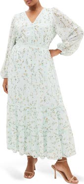 City Chic Kiki Ditsy Floral Print Maxi Dress
