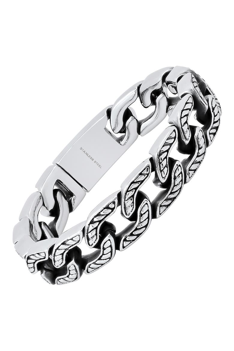 Heavy Oxidized Stainless Steel Chain Bracelet, Alternate, color, METALLIC