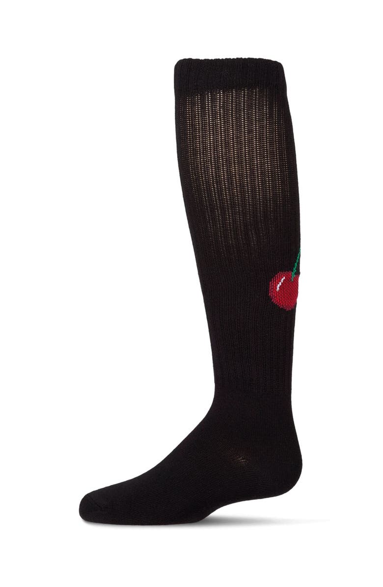 MeMoi Ribbed Cotton-Blend Smile Stripe Knee High Sock, Alternate, color, 