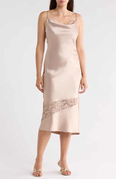 Satin and Lace Slip Midi Dress
