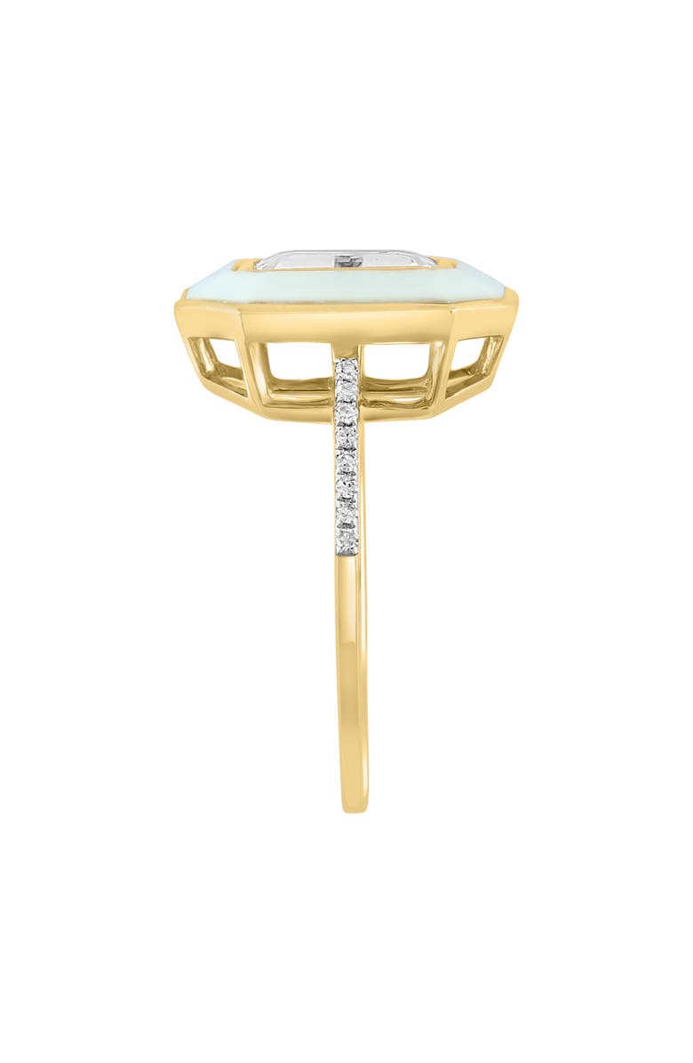 EFFY 14K Yellow Gold Diamond White Topaz & Agate Ring, Alternate, color, White