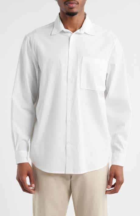 Open Edit Oversize Solid Stretch Cotton Button-Up Shirt