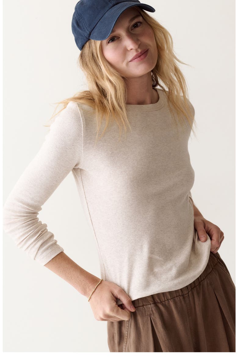 Mini Ribbed Crewneck Tee, Alternate, color, OATMEAL