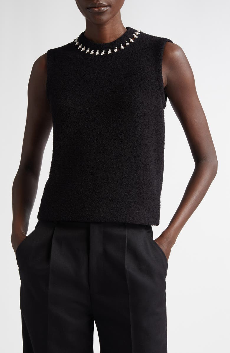 ST. JOHN Embellished Stretch Micro Bouclé Shell, Main, color,