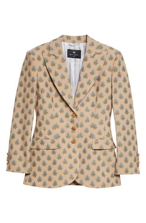 Foulard Print Stretch Wool & Cotton Jacket