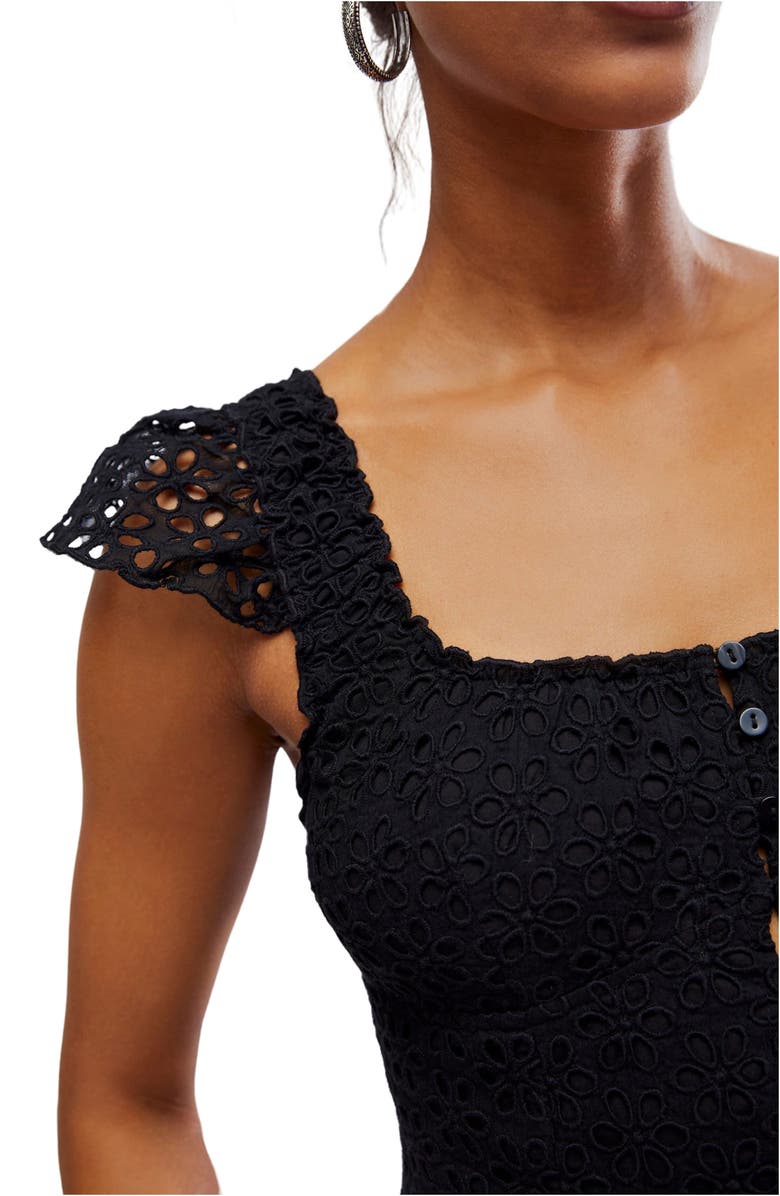 Free People Alma Eyelet Cap Sleeve Top, Alternate, color, 