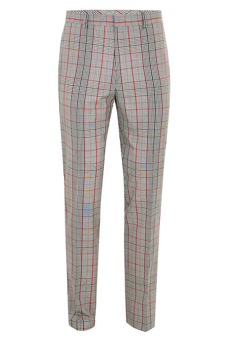 Muscle Fit Check Trousers, Alternate, color, GREY MULTI
