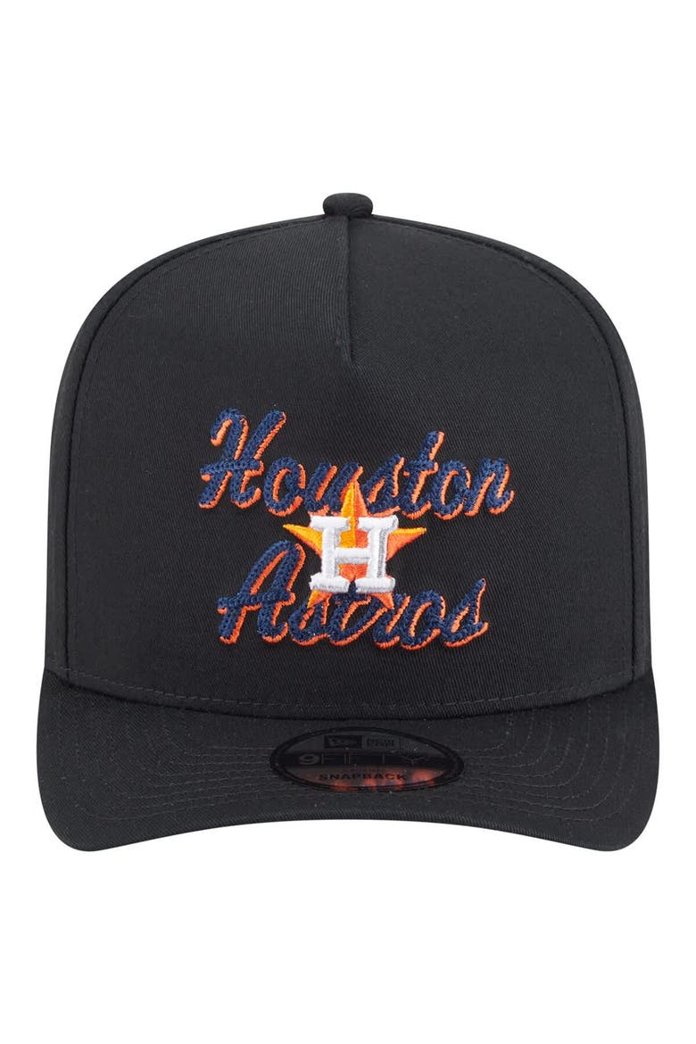 Men's New Era Black Houston Astros Chainstitch 9FIFTY A-Frame Snapback Hat, Alternate, color, Black