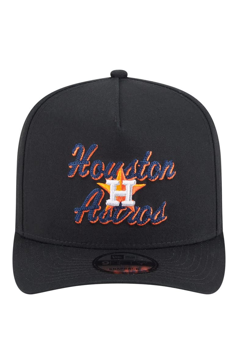 New Era Men's New Era Black Houston Astros Chainstitch 9FIFTY A-Frame Snapback Hat, Alternate, color, Black
