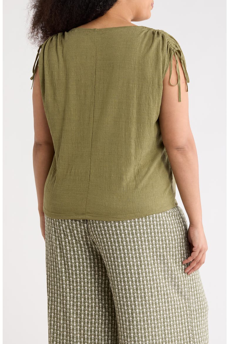 Ruched Shoulder Crinkle Knit Top, Alternate, color, SAGE