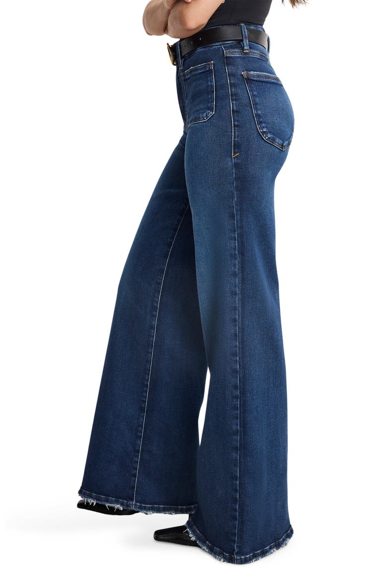 Soft-Tech Good Waist Patch Pocket High Waist Palazzo Jeans, Alternate, color, INDIGO511