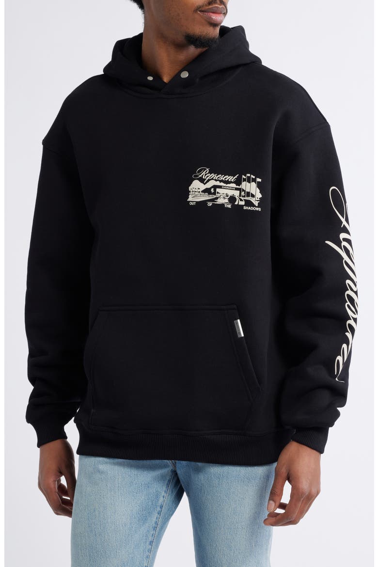 Raceway Graphic Hoodie, Main, color, JET BLACK