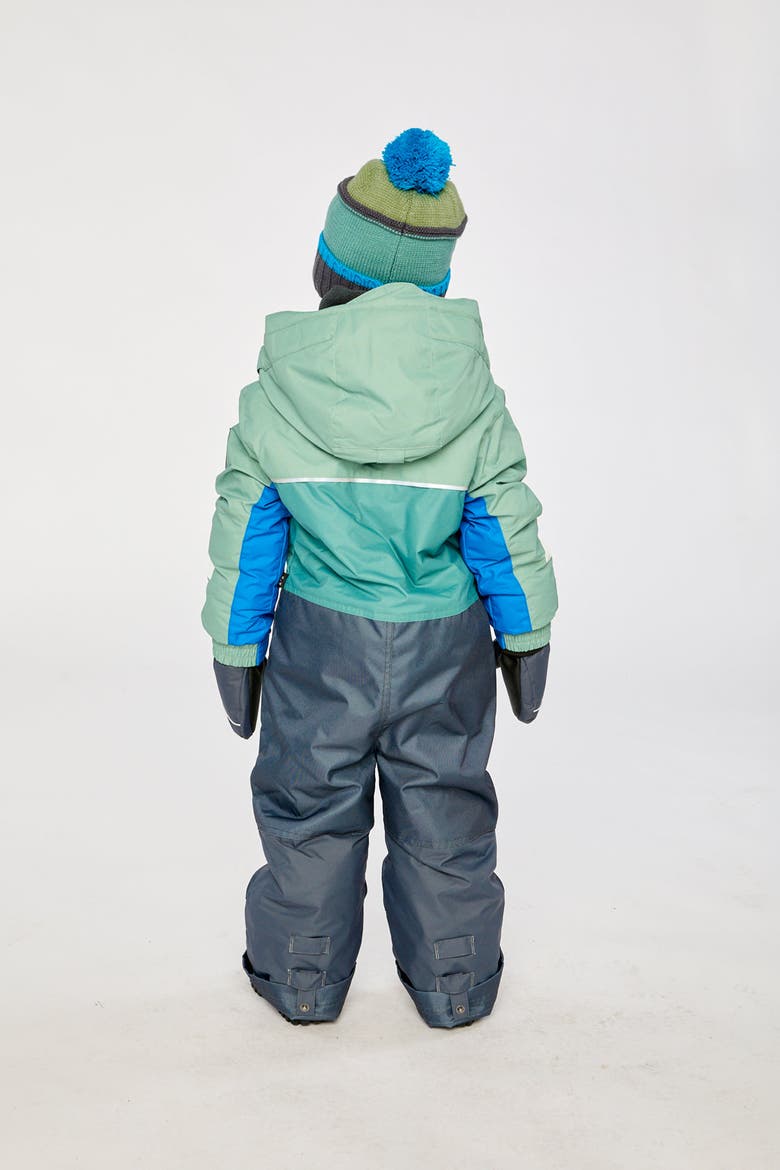 Play Detachable Hood Fleece Neckwarmer One Piece Snowsuit, Alternate, color, Sage Green