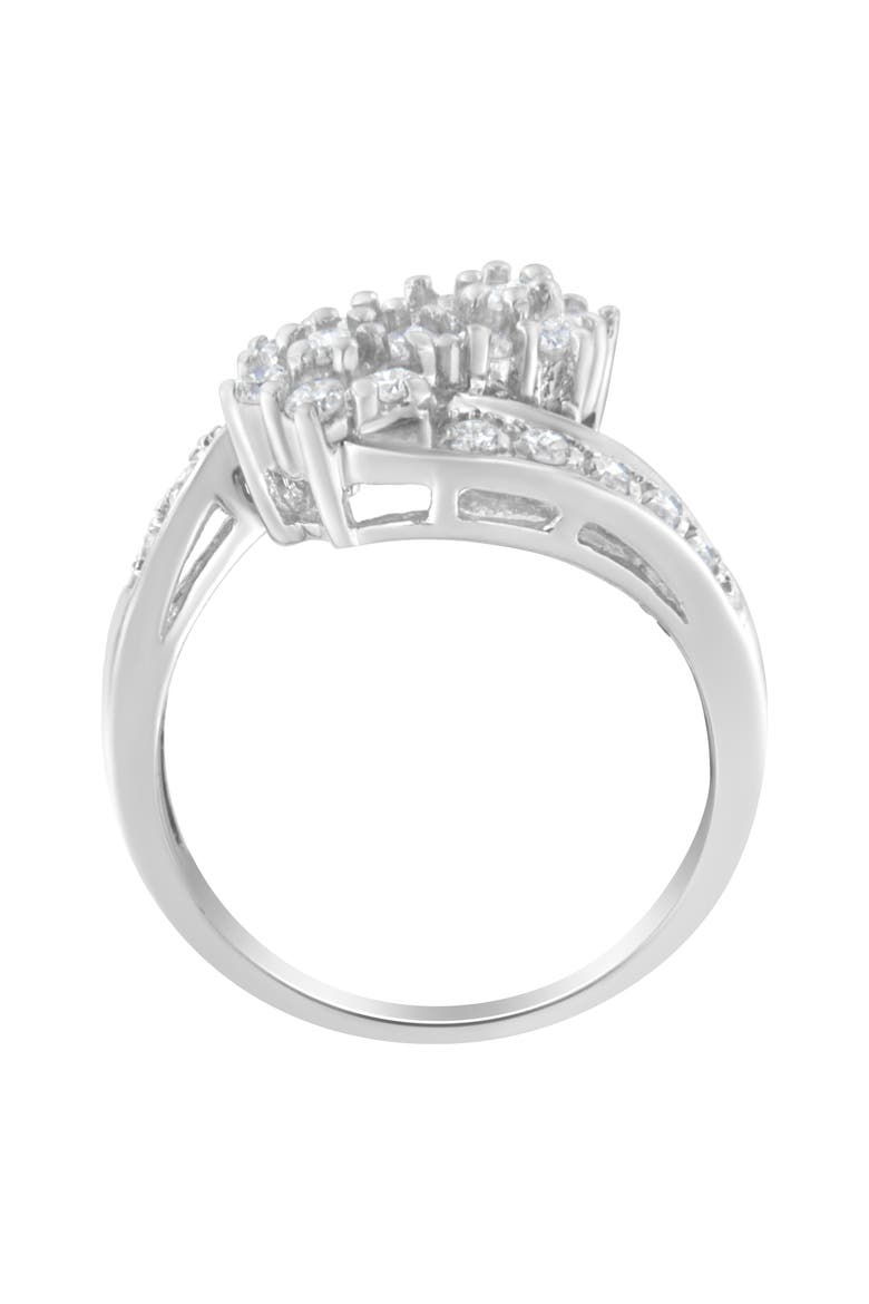 14KT White Gold 7/8 cttw Diamond Cluster Ring Band, Alternate, color, White