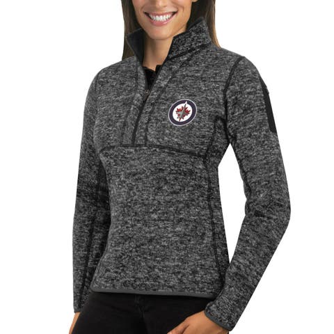 Women's Antigua Charcoal Winnipeg Jets Fortune Half-Zip Sweatshirt