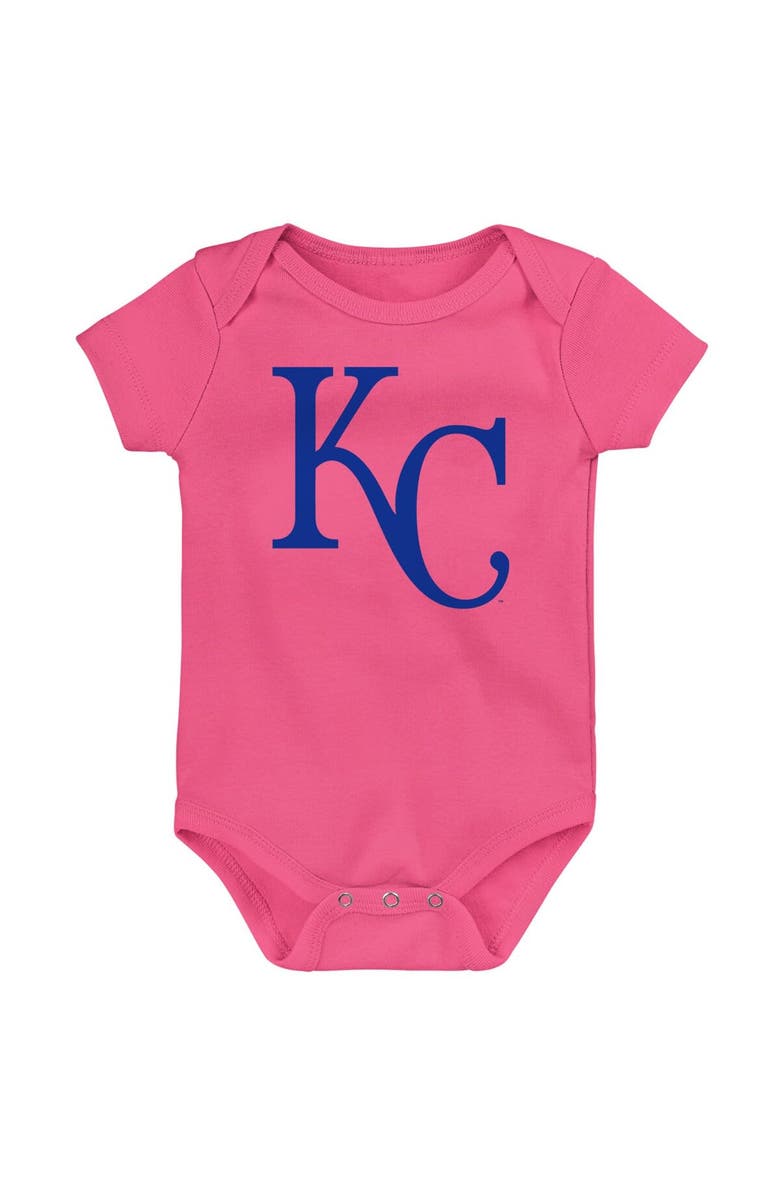 Outerstuff Infant Royal/Light Blue/Pink Kansas City Royals Baseball Baby 3-Pack Bodysuit Set, Alternate, color, 