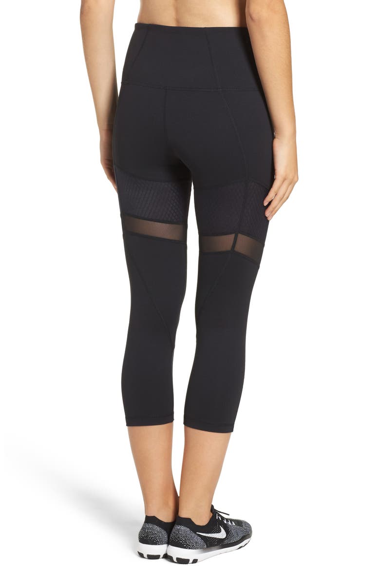 Turning Point High Waist Crop Leggings, Alternate, color, BLACK