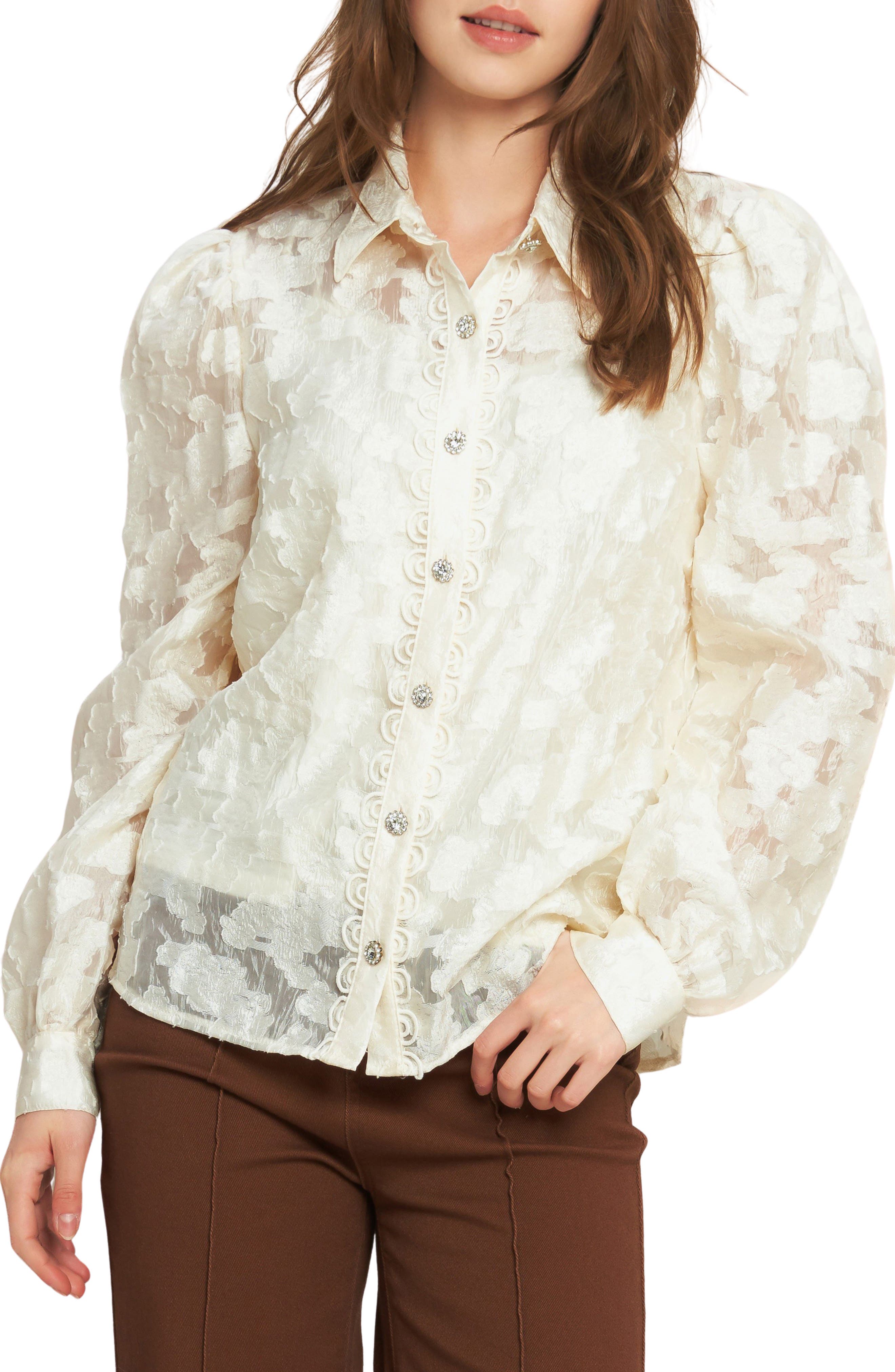 Floral Jacquard Button Front Shirt