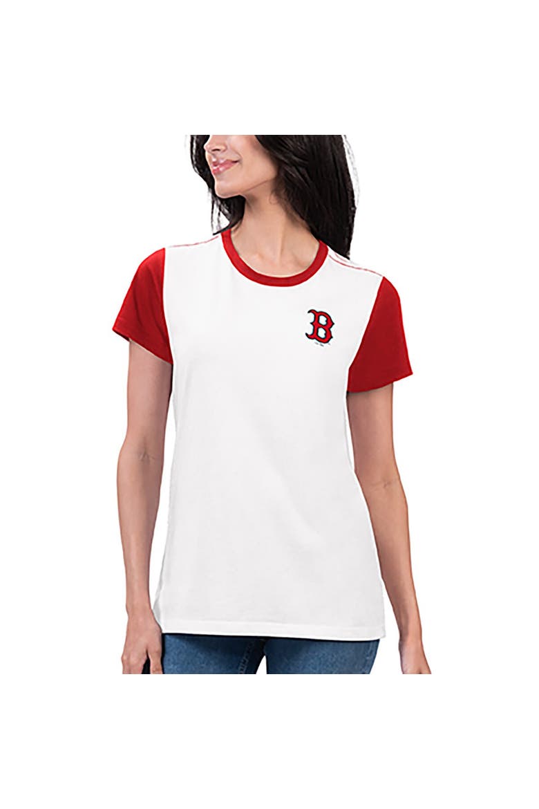 Women's G-III 4Her by Carl Banks White Boston Red Sox Illustration Ringer T-Shirt, Alternate, color, White