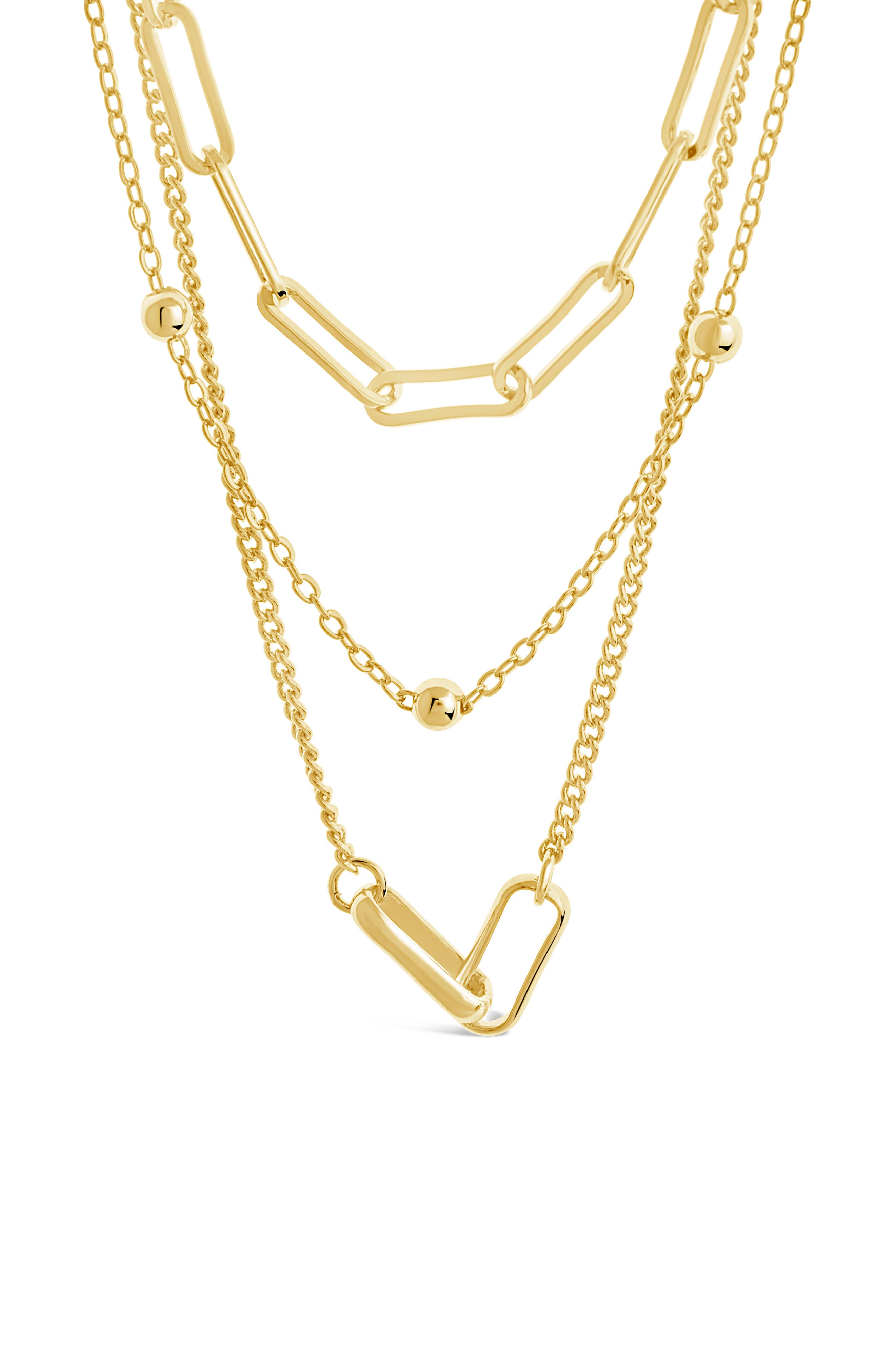 Sterling Forever Shay Triple Chain Layered Necklace (Women) | Nordstromrack