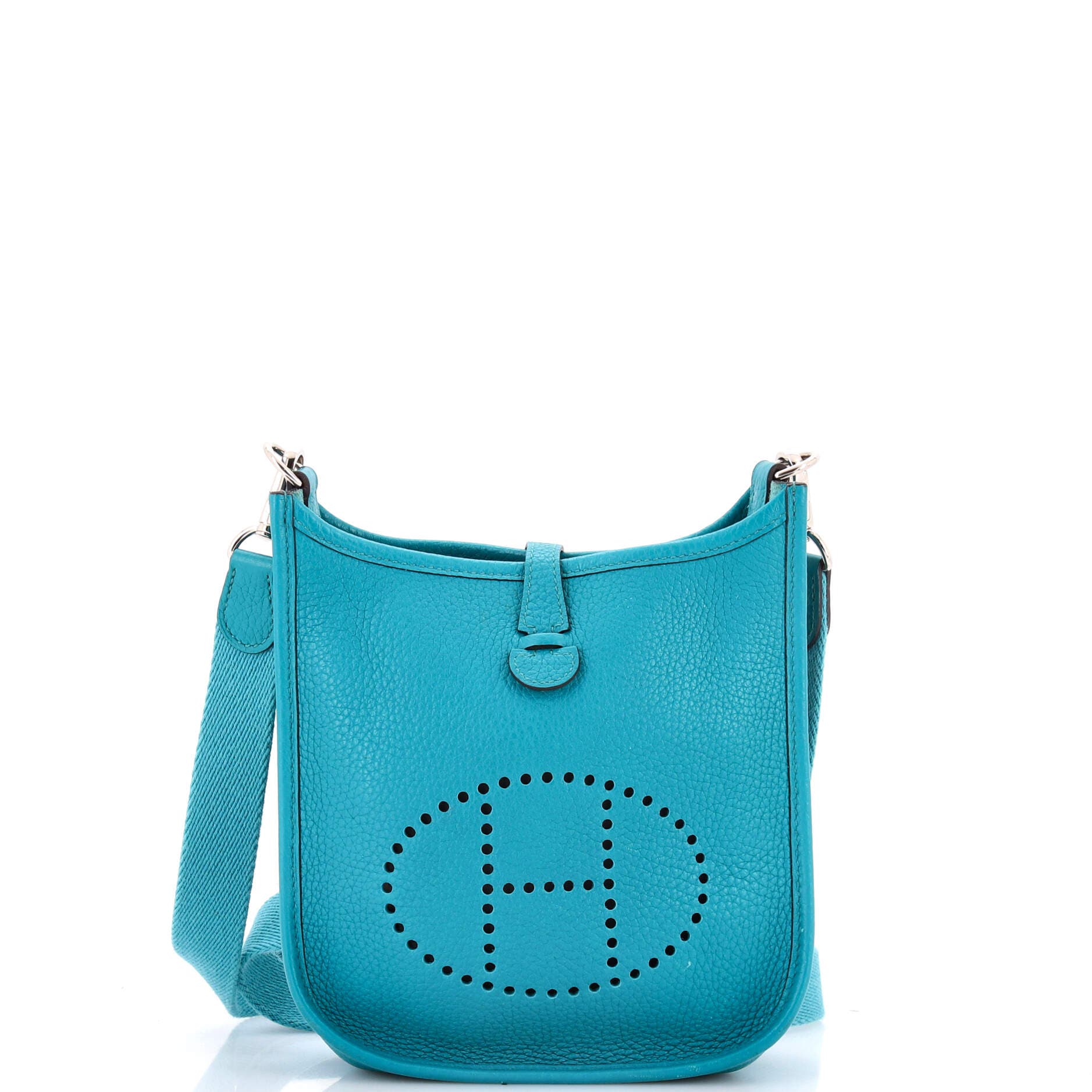 Pre-Owned Hermes Evelyne Bag Gen III Clemence TPM, Main, color, Bleu Paon