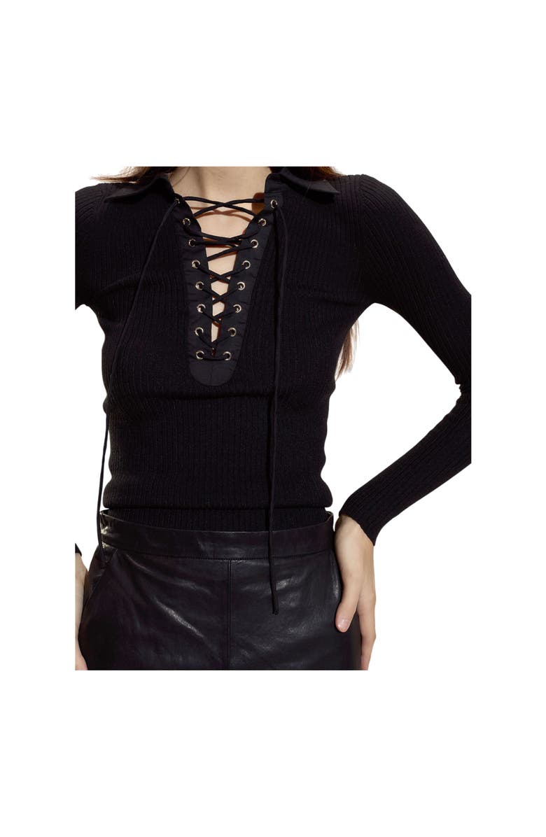 Cynthia Rowley Ues Rib Knit Polo, Alternate, color, Black