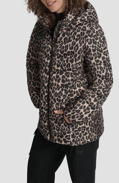 Dkny Cire Packable Hooded Puffer Jacket In Brown