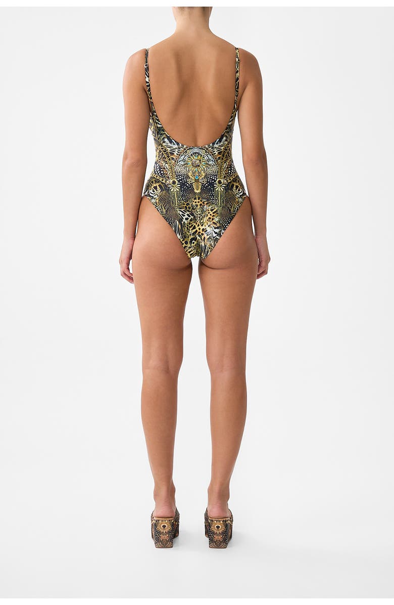 Camilla Continuous Underwire One Piece With Keyhole, Alternate, color, Feline Folklore