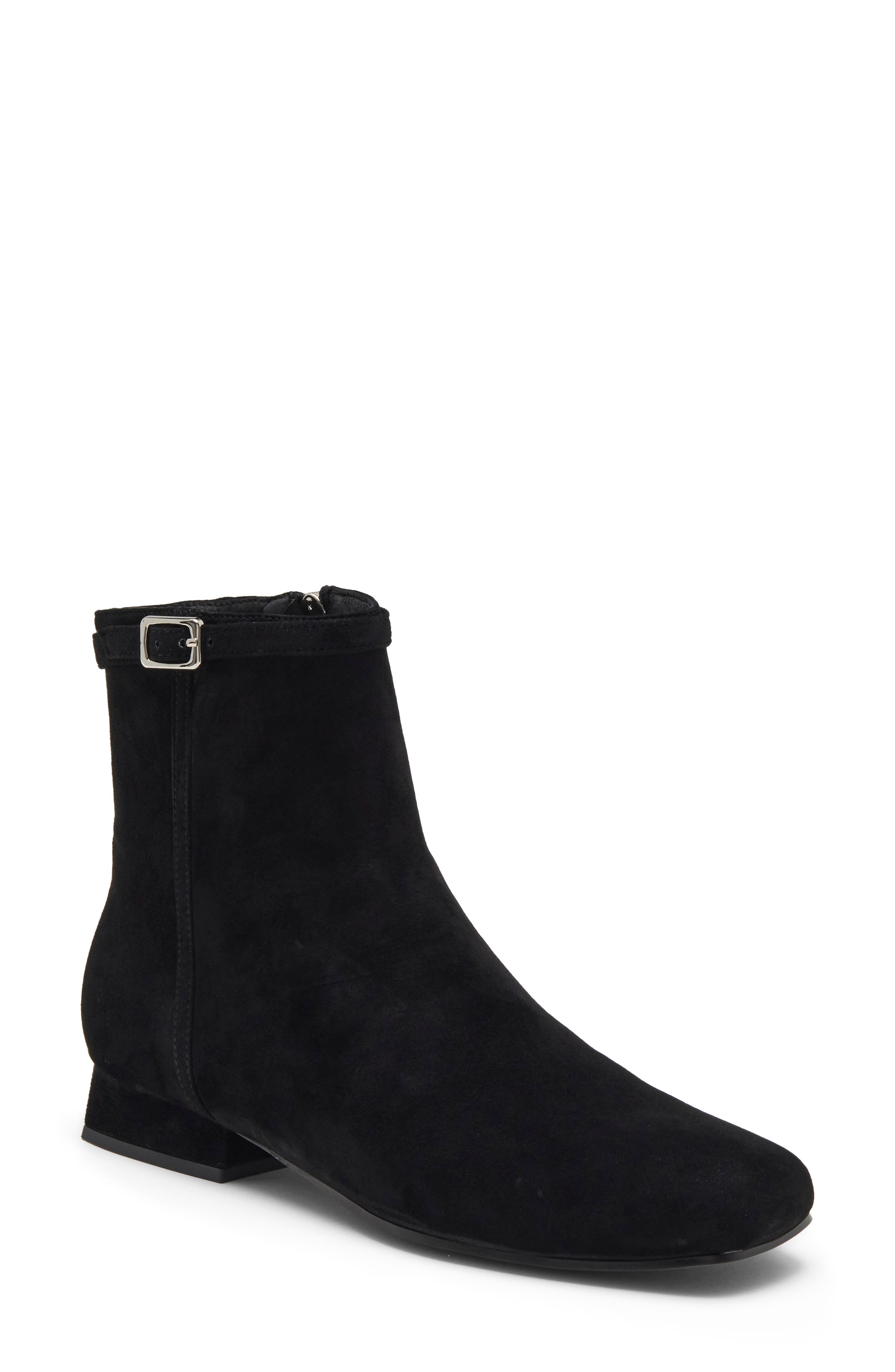 Reggiani Leather Bootie, Main, color, BLACK SUEDE