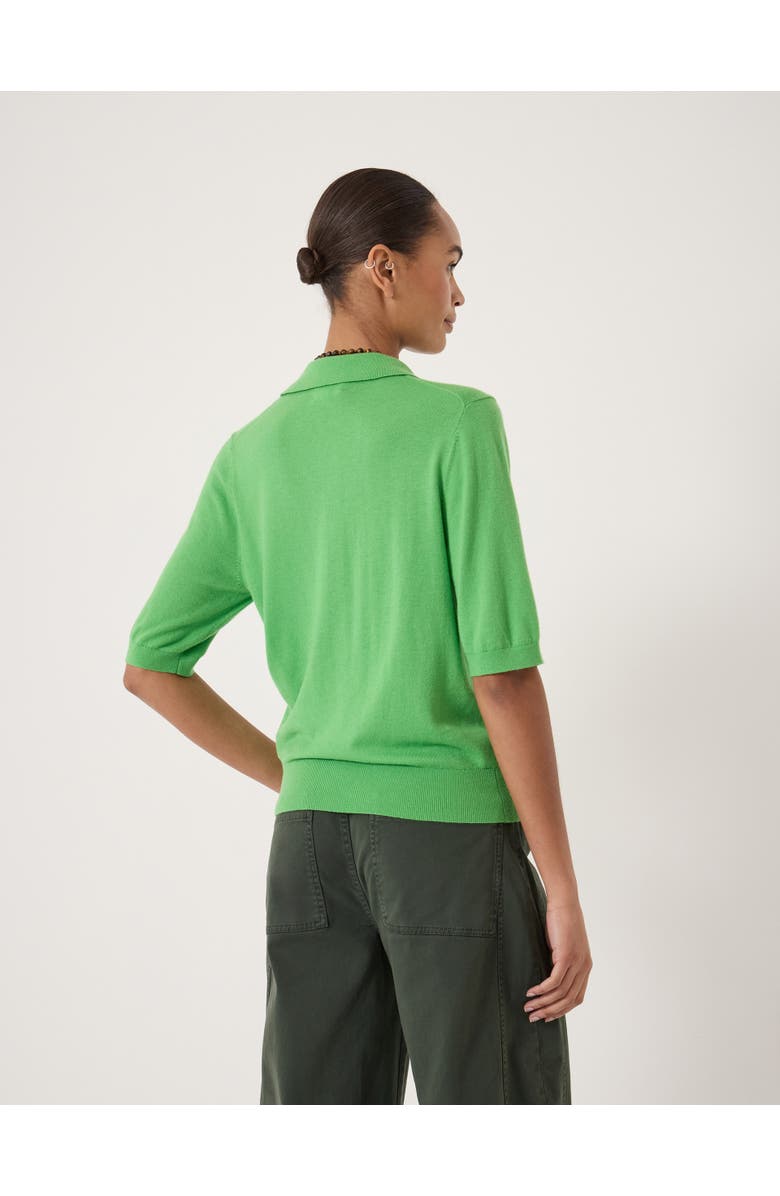 Hush Fine Knit Short Sleeve Polo Top, Alternate, color, Vibrant Green