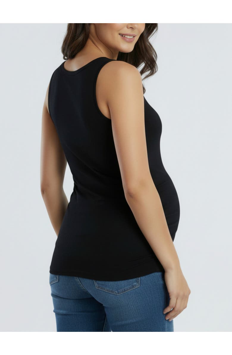 MOTHERHOOD MATERNITY Scoop Neck Side-Ruched Maternity Tank Top, Alternate, color, Black