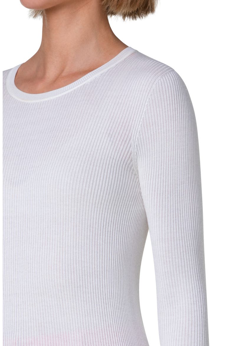 Rib Silk & Cotton Crewneck Sweater, Alternate, color, ECRU