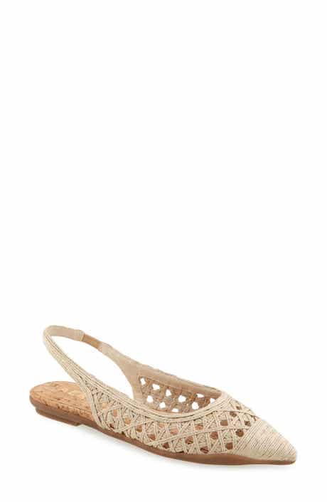 Aerosoles Diego Slingback Pointed Cap Toe Raffia Flat