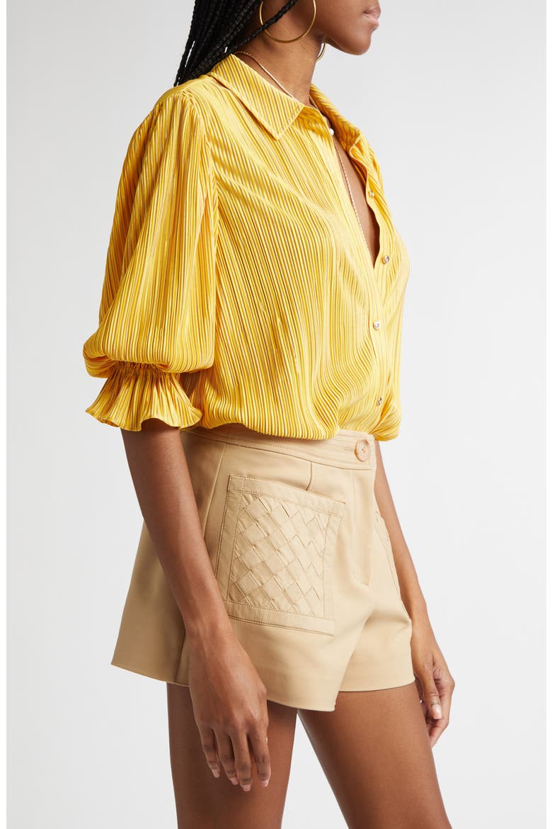 Dina Pleated Bodysuit, Alternate, color, DAISY YELLOW PLEATED