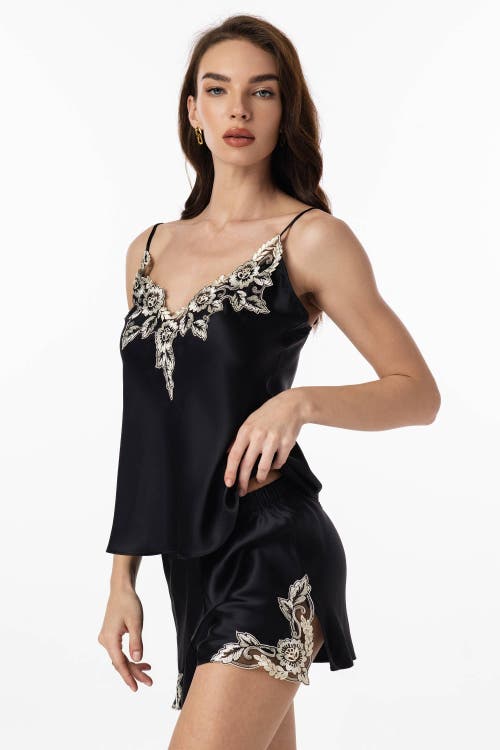 Silksilky Pure Silk Lace Flower Trim Bride Camisole Pj Set 2pcs