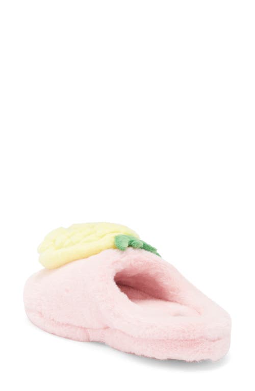 Joe Boxer Happy Pineapple Faux Fur Slipper In Pink