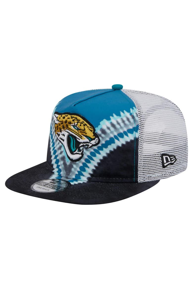 Men's New Era Teal/Black Jacksonville Jaguars Throwback Dye Golfer Snapback Hat, Main, color, Teal