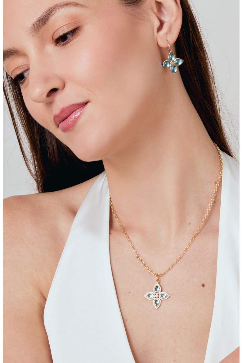 Clover Pendant, Alternate, color, Blue Topaz