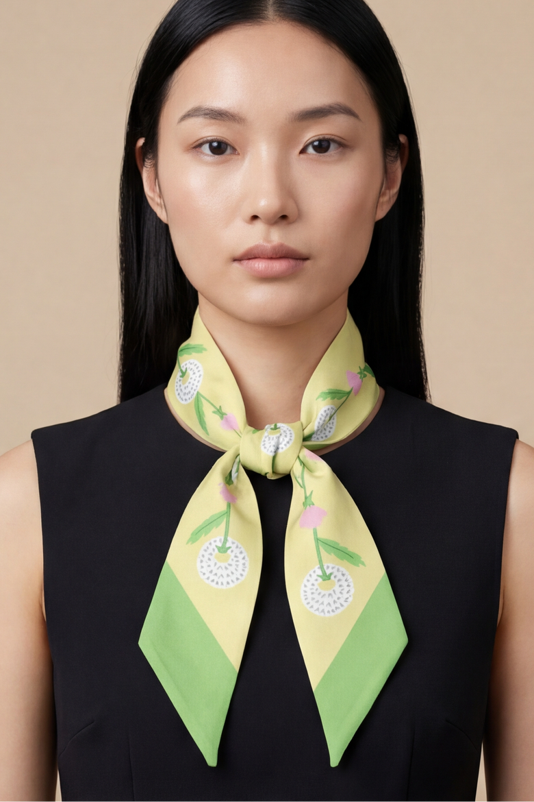 Dandelion Twilly Ribbon Scarf, Alternate, color, Yellow