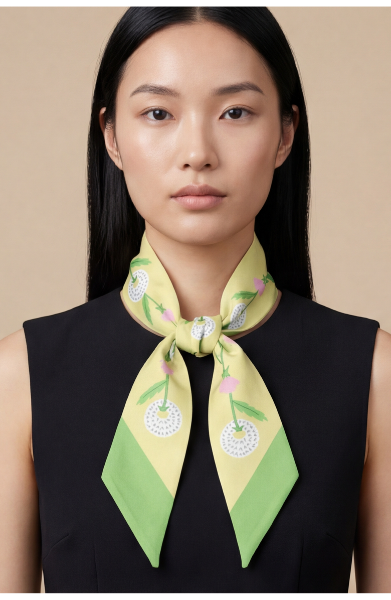 Centinelle Dandelion Twilly Ribbon Scarf, Alternate, color, Yellow