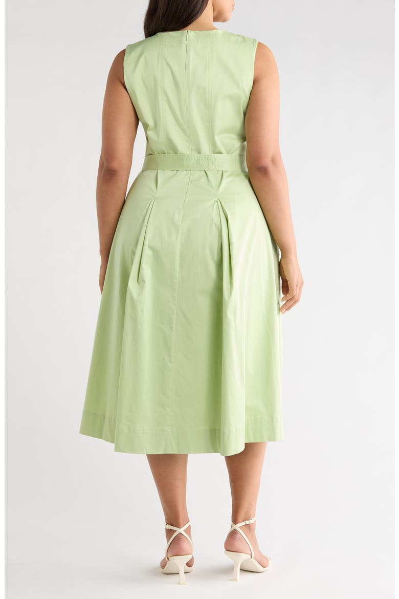 Tie Waist Sleeveless Stretch Poplin Maxi Dress, Alternate, color, COOL SAGE