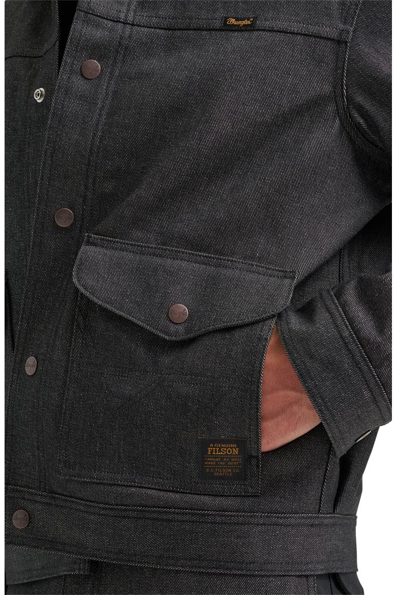 Filson X Wrangler Relaxed Fit Denim Work Jacket, Alternate, color, BLACK