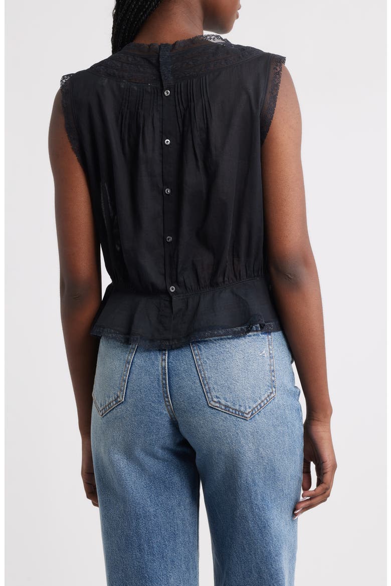 Lilibet Lace Organic Cotton Crop Top, Alternate, color, BLACK