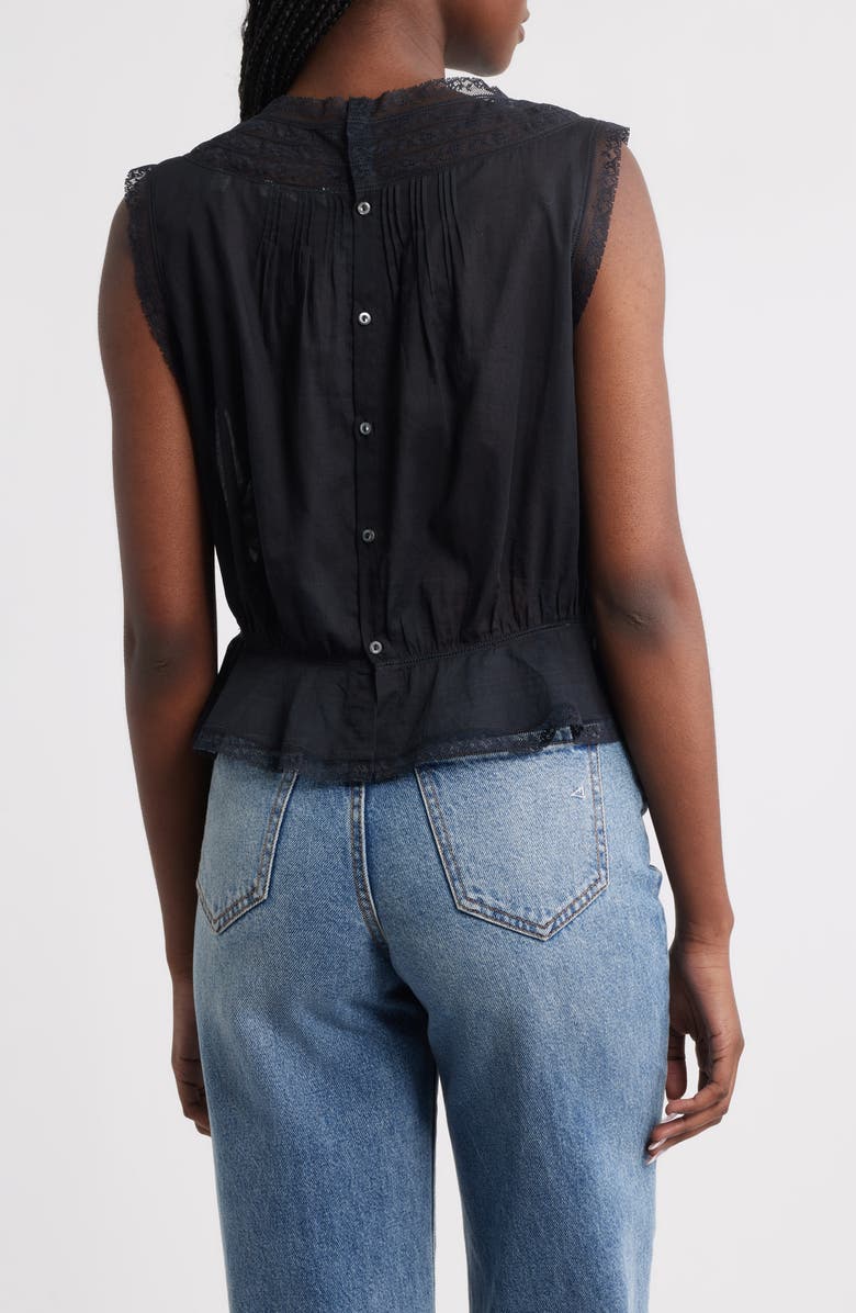 DÔEN Lilibet Lace Organic Cotton Crop Top, Alternate, color, Black