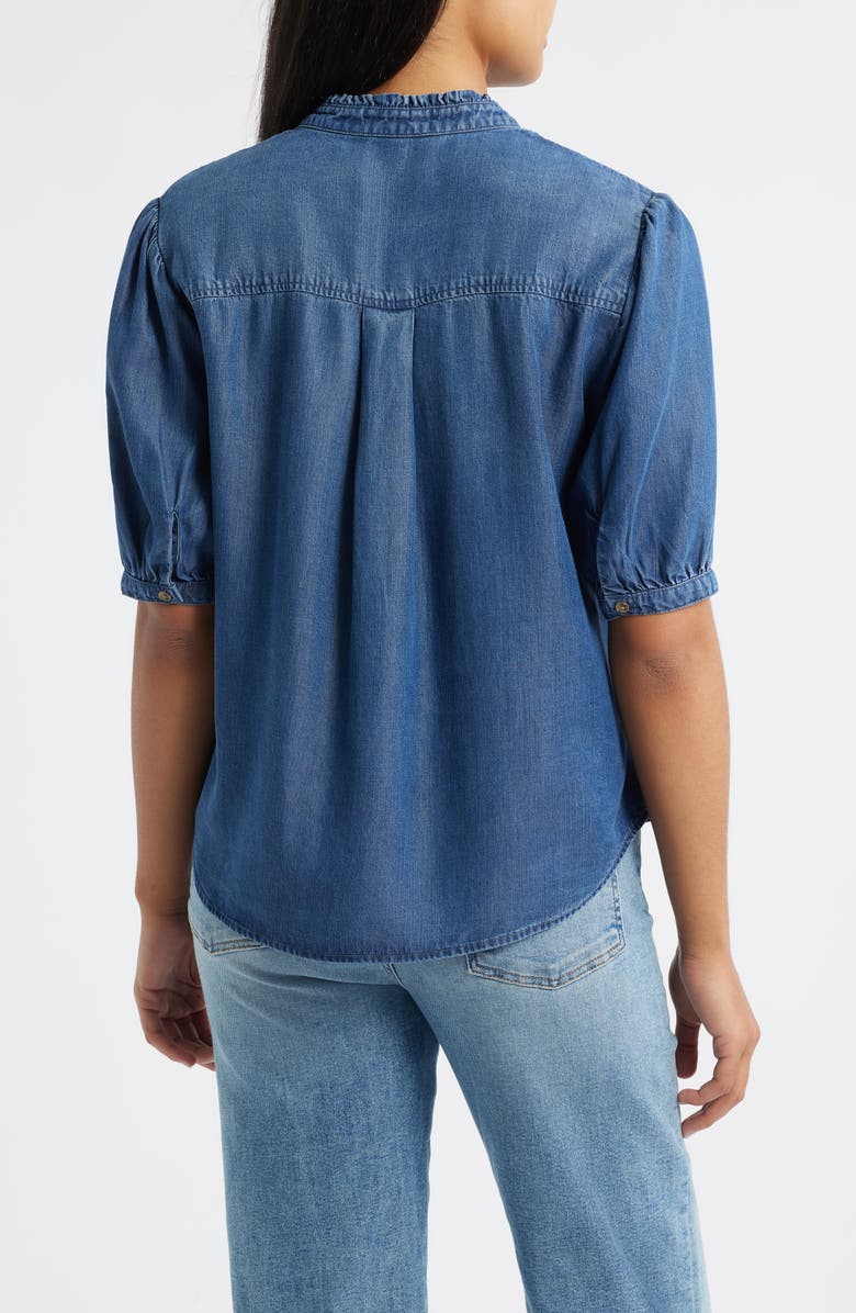 Cloth & Stone Puff Sleeve Half Placket Chambray Top, Alternate, color, Dark Twilight Wash