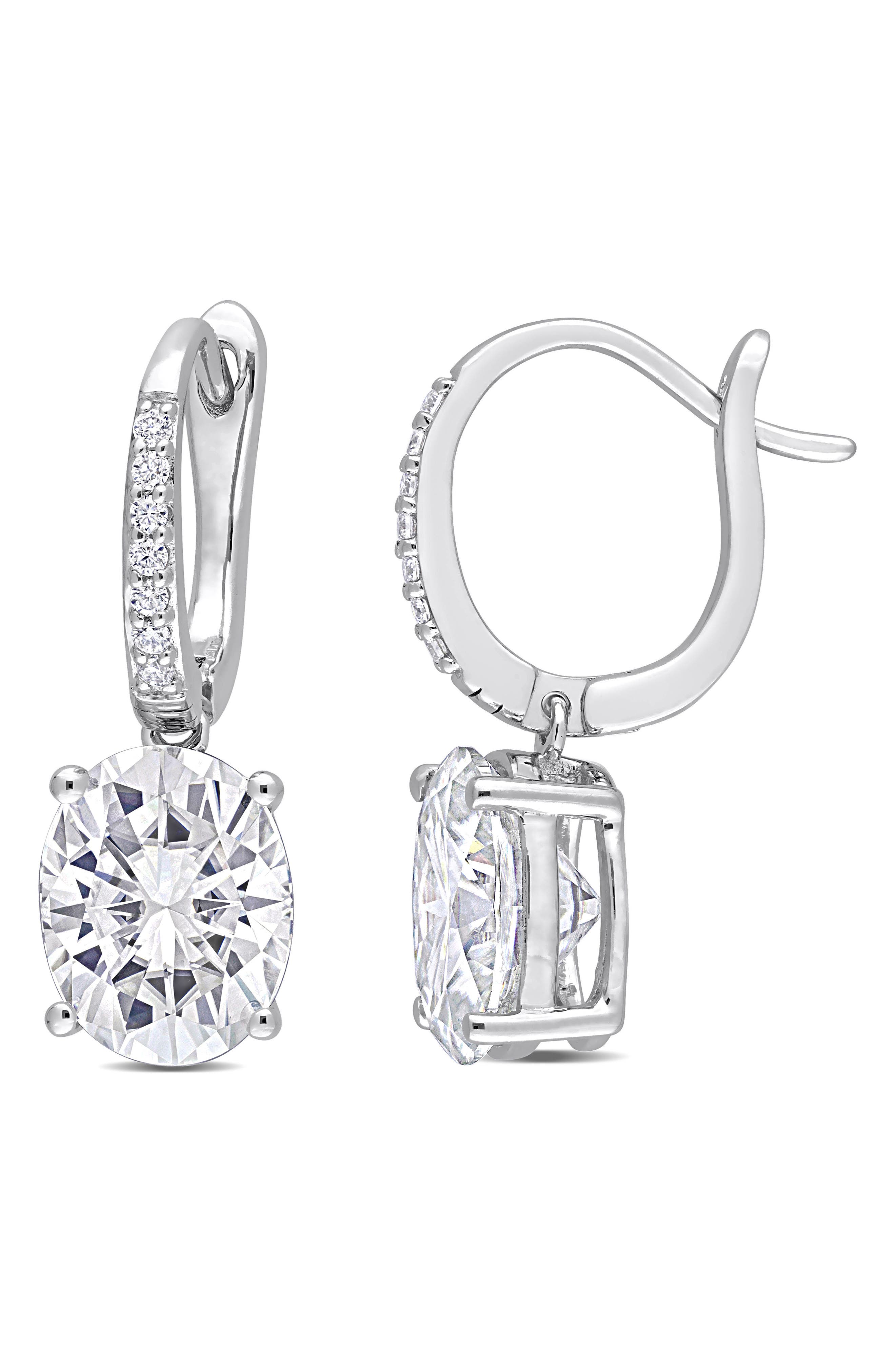 DELMAR Dew Oval Lab-Grown Moissanite Drop Earrings