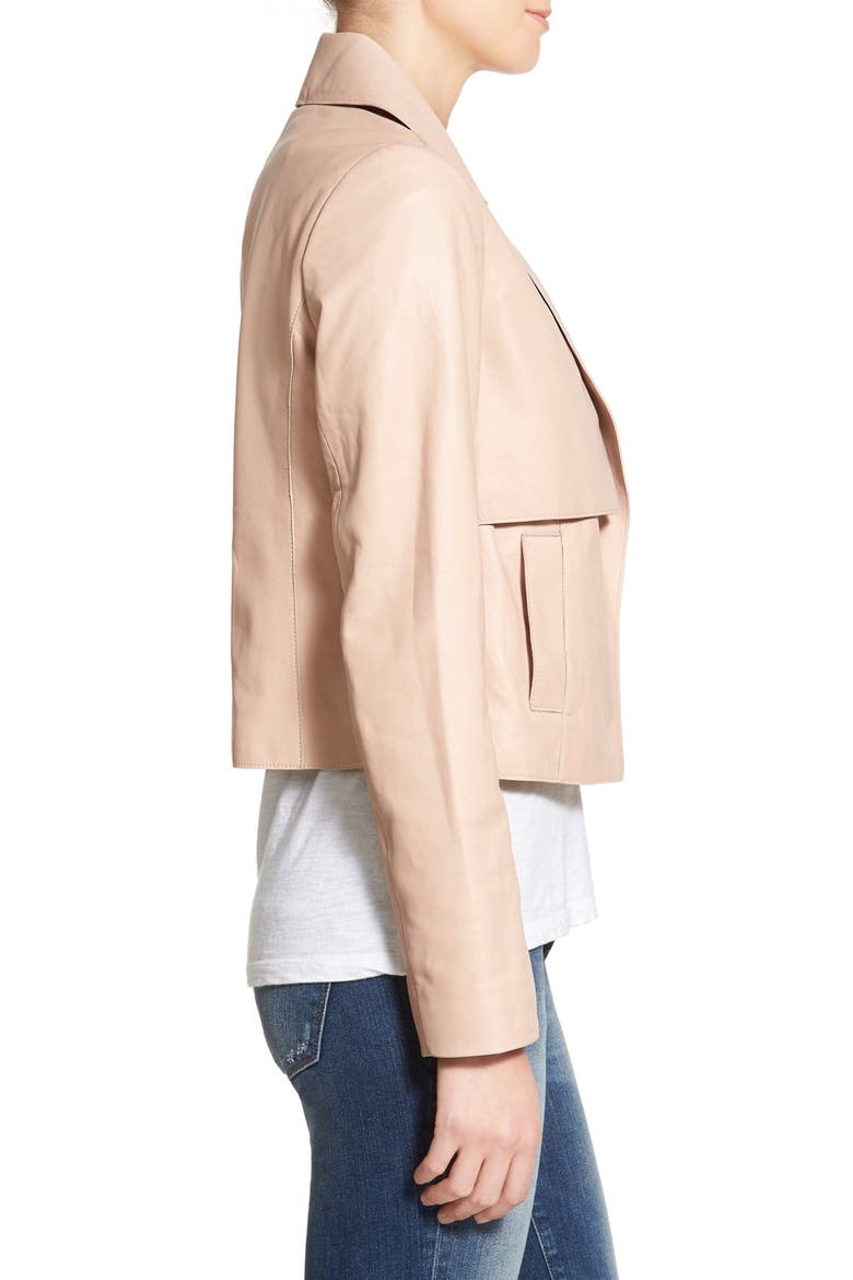 Crop Leather Jacket, Alternate, color, PINK PEACH