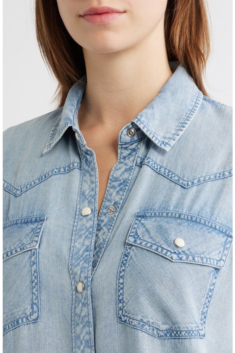 Remi Chambray Pearl Snap Shirt, Alternate, color, CREEKSIDE INDIGO