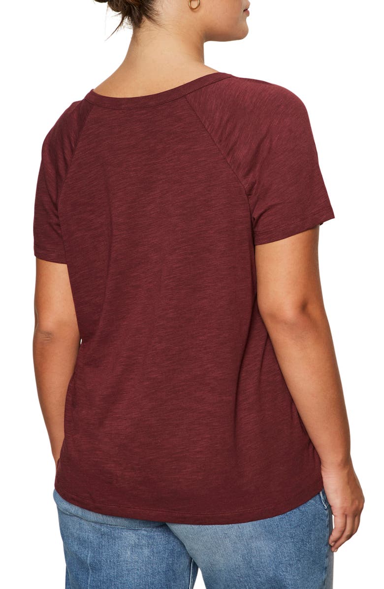 Notch V-Neck Cotton Blend T-Shirt