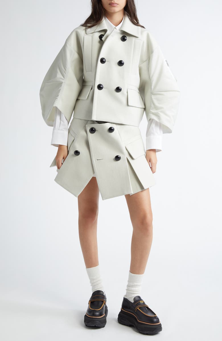 Sacai Wool & Nylon Mixed Media Jacket, Alternate, color, 